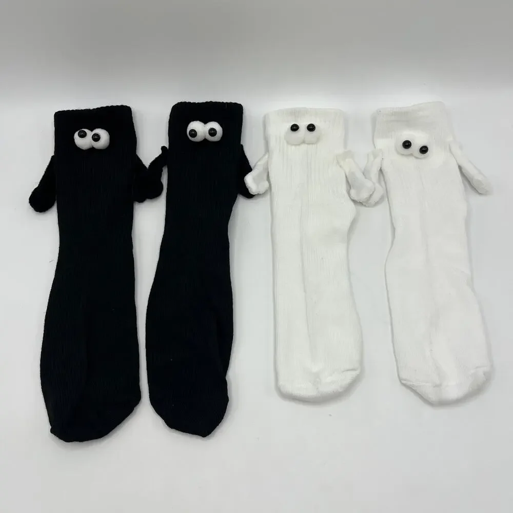 4 Pairs Holding-Hands Socks, Magnetic Socks, Couple Socks, Funny & Cute